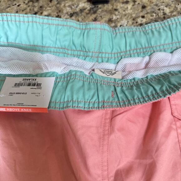 St Johns Bay Men's Swim Shorts Coral Escape Strip Size XXL Mesh Lining - NWT - Picture 7 of 8